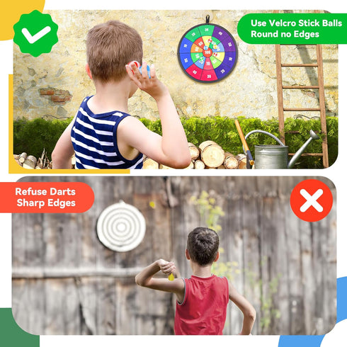 BELLOCHIDDO Double Sided Dart Board for Kids, Toys for 3 4 5 6 7 8 9 10 11 12 Years Old Boys with 12 Velcro Sticky Balls, Indoor & Outdoor Party C...
