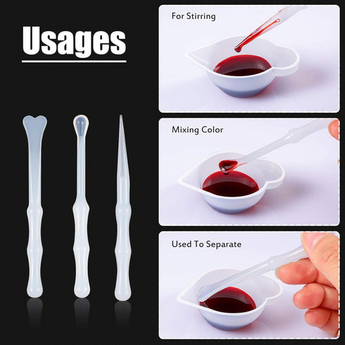 Geiserailie 23 Pcs Silicone Mould Cup Dispensers Mini Measuring Cup Resin Mixing Bowls with Rubber Spoon Glue Stick Small Scraper Color Modulation...