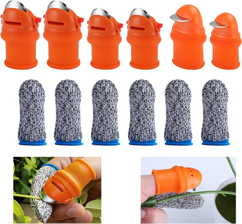 E-TING 12 Pcs Gardening Silicone Thumb Knife Harvesting Tool Finger Plant Fruit Picking Knives Separator Garden Tool...