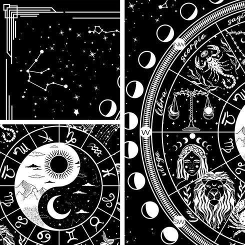 Twelve Constellation Tapestry,Black and White ?Sun and Moon ?Yin and Yang Tapestry Mystic Wall Hanging Tapestry for Home Decor (35"x47")...