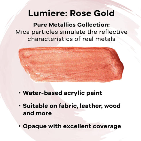 Jacquard Lumiere 2.25oz Fabric Paint Rose Gold - Metallic Paint for Fabric Paper Wood Ceramic and Metal - Light-bodied Metallic Acrylic Paint - Li...