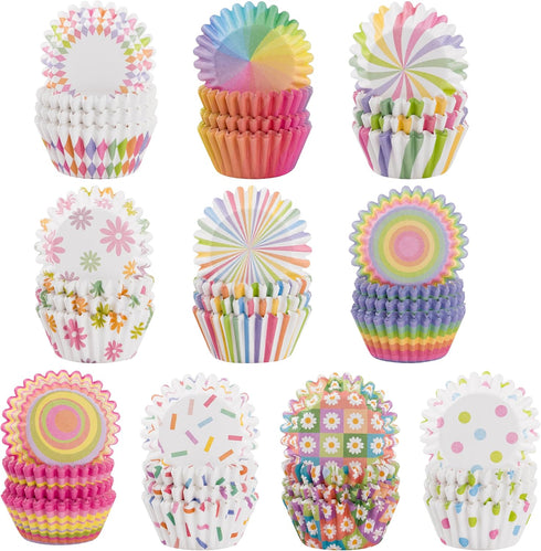 600pcs Rainbow Mini Cupcake Paper Liners, Colorful Baking Cups Muffin Paper Case Cupcakes Wrappers for Baby Shower, Cake Chocolate Candy Wrap Maki...