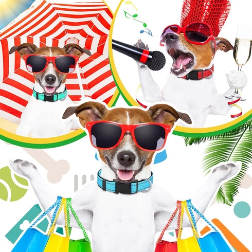 6 Pcs Reflective Dog Collar Soft Padded Breathable Nylon Pet Collar Adjustable Puppy Collar with Safety Locking Buckle for Dogs Cats Puppy Pets Ac...