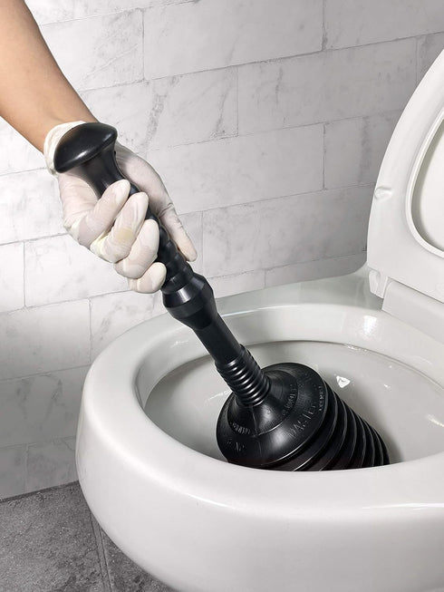 Master Plunger MP100-3 Heavy Duty Toilet Plunger Clears, Kitchen Sinks, Garbage Disposal and, Toilets Fast. Equipped with Patented Automatic Air R...