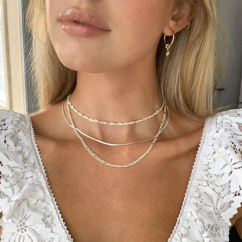 3PCS 18K Gold Plated Layered Necklaces for Women, Bead Coin Bar Pendant Necklace Set- Chain, Choker & Layered Snake Necklaces -Dainty Gold/Silver ...