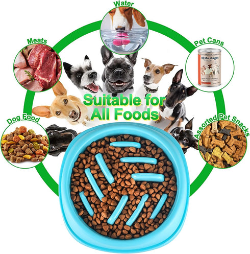 Slow Feeder Dog Bowls 2 Pack, Anti-Slip Slow Eating Dog Bowl, Maze Dog Food Bowl, Anti-Choking Puzzle Feeder Dog Bowl, Slow Feeder Bowl for Dogs &...