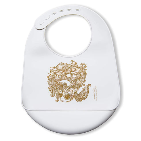 MODERN-TWIST Bucket-Bib 100% Food-Grade Silicone, Waterproof and Reusable, Goldfish – Cloud...