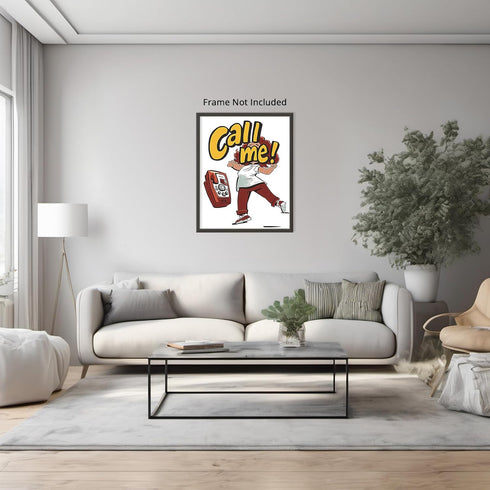 Posterizer 1 pcs-cute comic book retro inspired vintage rotary phone 'call me'-Vintage Art-Art in Pop Style-Gift for Superhero, Comic Book Fans- u...