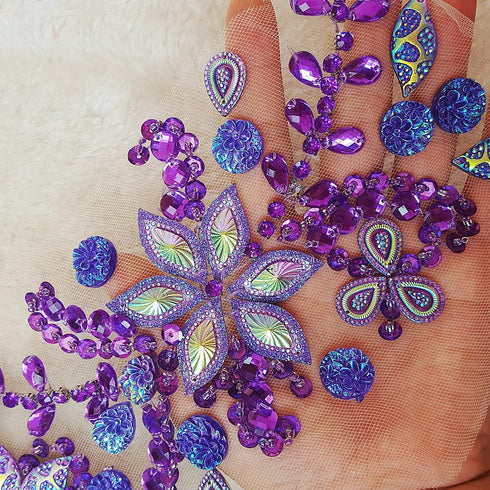 Pure Handmade 10x42cm Bright Crystal Patches Sew-on Rhinestones Applique Aesigns with Stones Sequins Beads DIY for Wedding Dress Decor Accessory B...