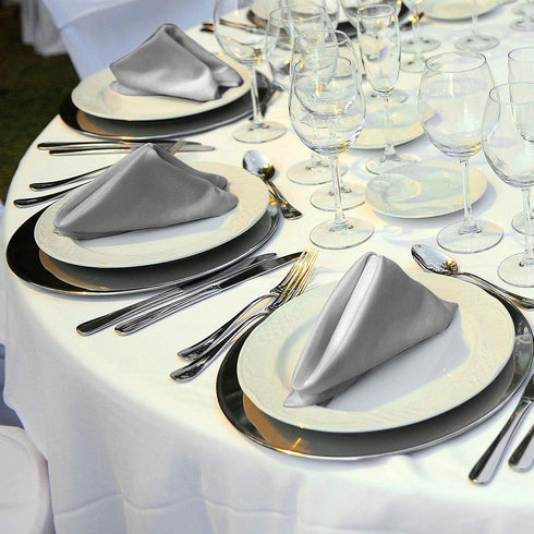 ANECO 12 Pieces Satin Napkins Soft Dinner Napkins Square Table Napkins 17 x 17 Inches for Restaurant Weddings Party Dinner Decoration (Grey)...