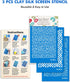 KEOKER Silk Screen Stencils for Polymer Clay, 3 PCS Reusable Silkscreen Print Kit for Printing on Clay & Other Jewelry Clay Earrings Decoration, C...
