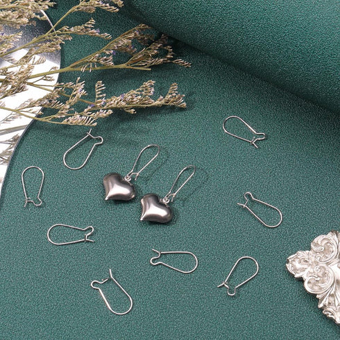 Beebeecraft 1 Box 10Pcs Kidney Earrings Hook 925 Sterling Silver Earwire Connector 20mm Long French Ear wire for Jewelry Making DIY Earring Findin...