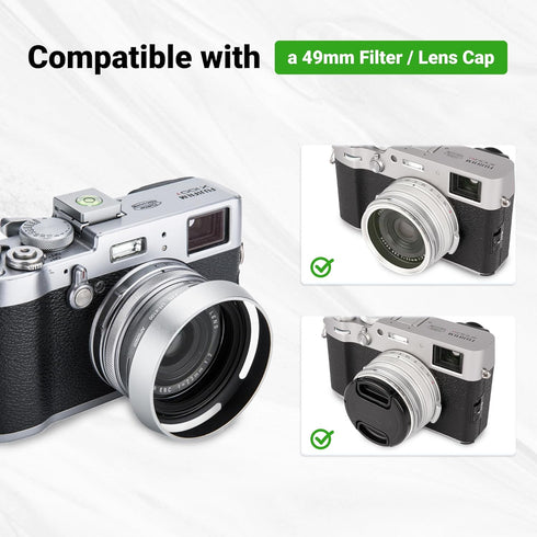 JJC Lens Hood for Fujifilm Fuji X100 X100VI X100V X100F X100S X100T X70 Cameras with 49mm Adapter Ring Replaces Fujifilm LH-X100 Lens Shade and AR...