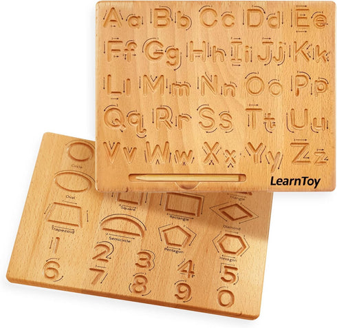 Montessori Wooden Alphabet Tracing Board - Educational Toy for Kids - Fine Motor Skills Development - Double-Sided Writing Practice - Ideal Gift f...