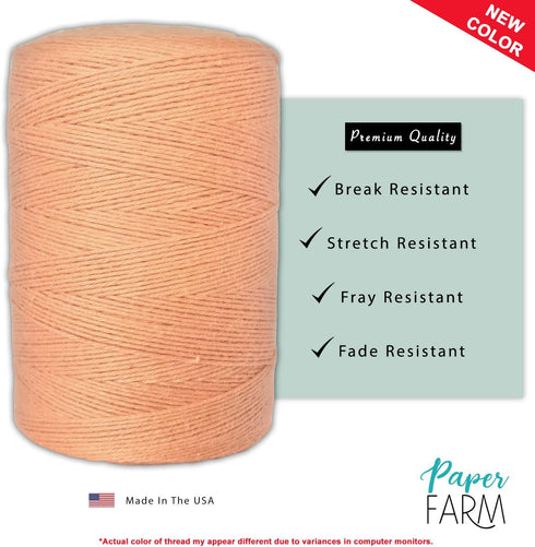 100% Cotton Loom Warp Thread (Peach), 8/4 Warp Yarn (800 Yards), Perfect for Weaving: Carpet, Tapestry, Rug, Blanket or Pattern - Warping Thread f...