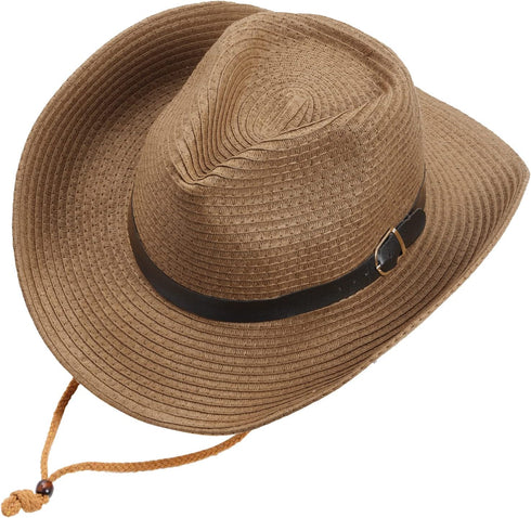 Unisex Straw Cowboy Hats for Women and Men Western Beach Cowboy Sun Hat Wide Brim Cap for Beach, Halloween, Partie...