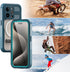 Compatible with iPhone 15 Pro Max Waterproof Case with Stand, Shockproof Dust-Proof Phone Case with Built in Screen Protector, Full Body Protectiv...