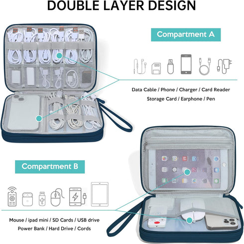 CILLA Electronics Organizer Travel, Travel Cord Organizer Case, Compact Electronics Accessories Bag for Cable, Cord, Charger, Phone...