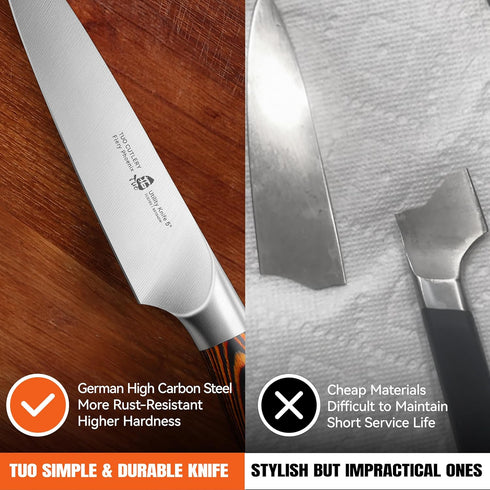TUO Utility Knife, Small Kitchen Knife, 5 inch Paring Knife High Carbon German Stainless Steel Cutlery with Ergonomic Pakkawood Handle...