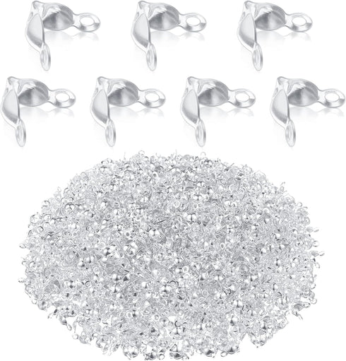 Syhood 1400 Pieces Bead Tips Knot Covers Bulk Clamshell Bead Tips for Jewelry Making Open End Caps Knot Covers for DIY Bracelet Necklaces Earrings...