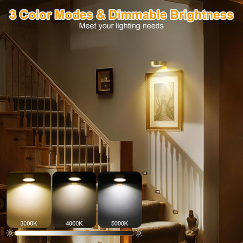 3Pcs Battery Operated Picture Light, Magnetic Led Painting Light with Remote Dimmable and Timer, 3 Lighting Modes Art Display Light for Picture Fr...