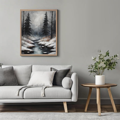 Posterizer 1 pcs-trees and snow in a winter day-in oil painting style-1-Landscape & Nature Art-GIft for Men Women Teens-Dining Room Decor- unframe...