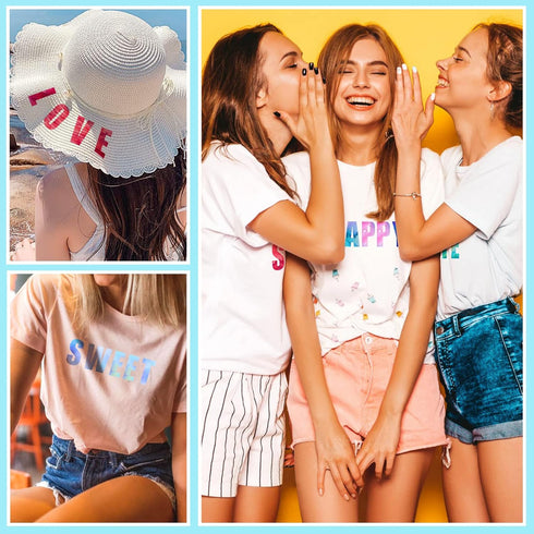 Cysincos Iron on Letters for Clothing Heat Transfer T Shirts Sticker Vinyl Letter Patches Iron on Decals Clothing Hat Pillow Backpack DIY Craft Su...