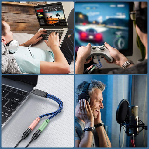 ENVEL Headset Y Adapter 2 Female to 1 Male 3.5mm Jack Cable with Separate Mic and Audio Headphone Connector Mutual Convertors for Gaming Headset, ...