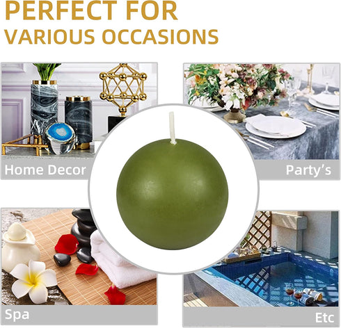 Zest Candle 6-Piece Ball Candles, 3-Inch, Sage Green...
