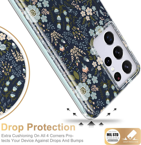 Esdot for Samsung Galaxy S21 Ultra Case,Military Grade Passing 21ft Drop Test,Rugged Cover with Fashionable Designs for Women Girls,Protective Pho...