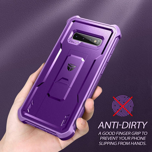 Dexnor Samsung Galaxy S10 Plus Case - Heavy Duty Military Grade Protection with Built-in Screen Protector & Kickstand - Purple...
