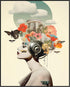 Posterizer 1 pcs-flowers-butterflies-vintage woman collage-Floral & Botanical Art-Abstract & Modern Art-Gift for Art Lovers- UNFRAMED Wall Art...