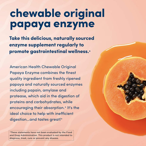 American Health Chewable Multi-Enzymes, Original Papaya, 250 Count...