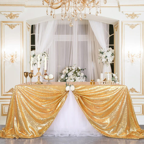 B-COOL Rectangle Sequined Table Cloth Gold Sequin Tablecloth Glitter Tablecloth Sequin Wedding Decoration Christmas Tablecloth 50x50 inch...