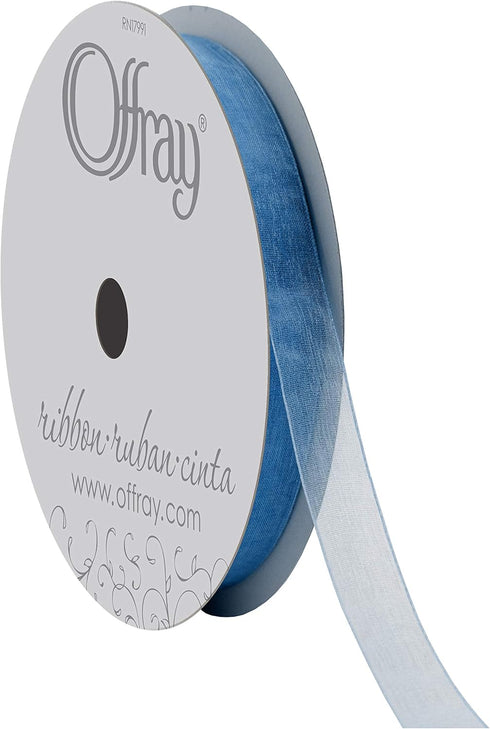 Berwick Offray 5/8" Nylon Sheer Ribbon, Dusty Blue, 100 Yards Black...