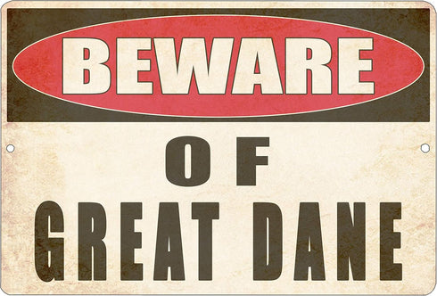 Rogue River Tactical Beware of Great Dane Dog Metal Tin Sign Yard Outdoor Warning Fence Sign Large 12x8...