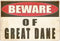 Rogue River Tactical Beware of Great Dane Dog Metal Tin Sign Yard Outdoor Warning Fence Sign Large 12x8...