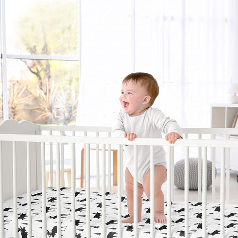 Black and White Woodland Moose Baby or Toddler Fitted Crib Sheet for Rustic Patch Collection by Sweet Jojo Designs...