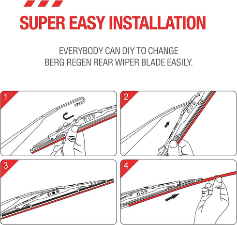 16" Rear Wiper Blade (16-1) Replacement for Honda CR-Z 2016-2012 for Chrysler PT Cruiser 2010-2001+More Cars Back Windshield Wiper Blade for My Ca...