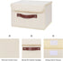 ANMINY Storage Bin with Lid Storage Boxes with PU Leather Handles PP Plastic Board Decorative Foldable Lidded Cotton Linen Fabric Home Cubes Baske...