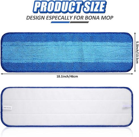 4 Pieces Microfiber Cleaning Pads Compatible with Bona Mop Reusable 18 Inch Mop Replacement Pads Washable Microfiber Mop Pads Refills Replacement ...