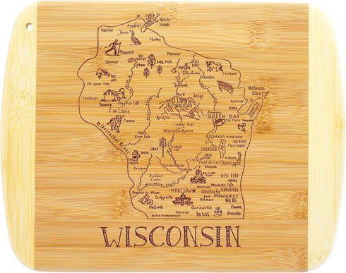 Totally Bamboo A Slice of Life Wisconsin State Serving and Cutting Board, 11" x 8.75"...