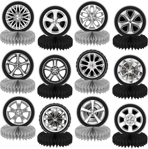 12 Pcs Race Car Centerpieces for Tables, Race Car Party Decorations Hot Wheel Centerpieces for Tables, Double-Sided Racing Party Centerpieces Tabl...