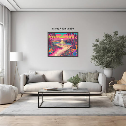 Posterizer 1 pcs- psychedelic funky hippie colorful landscap 8-Abstract & Modern Art-Fantasy & Fiction Art- Living Room Bedroom Decor- unframed wa...