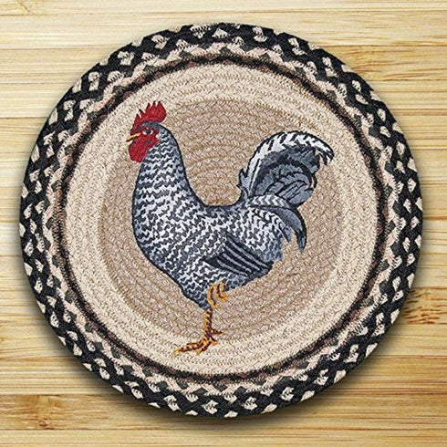 Earth Rugs 57-430R PMRP-430 Rooster 15” Round Placemat, Black...
