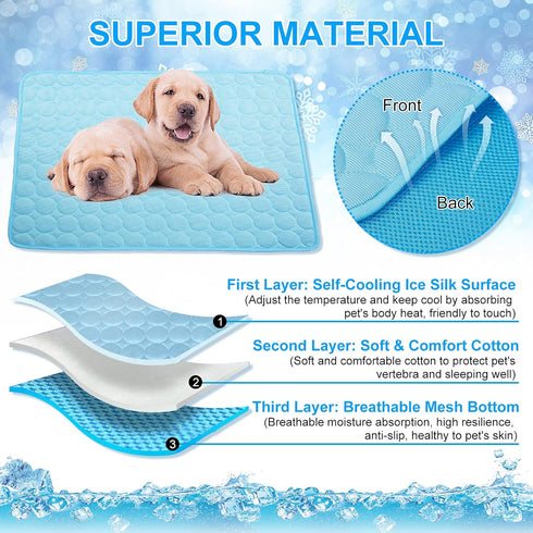 Pet Dog Cooling Bed Mats,Self Cooling Pet Dog Cool Mat Pads for Dogs Cats Indoor and Outdoor (X-Large(28x40 inch), Blue)...