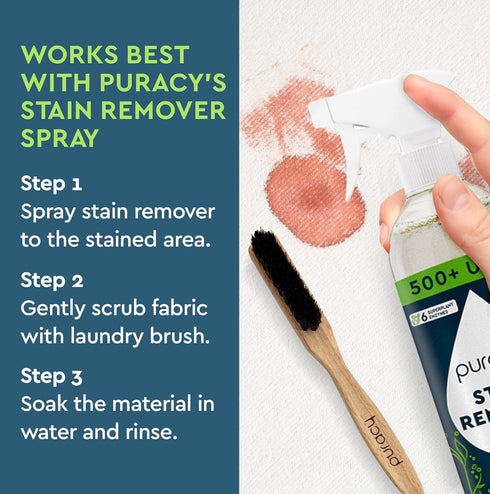 Puracy Laundry Stain Remover Brush for Tough, Deep, and Aged Clothing Stains, with Genuine Horsehair Bristles for Safe and Effective Stain and Odo...