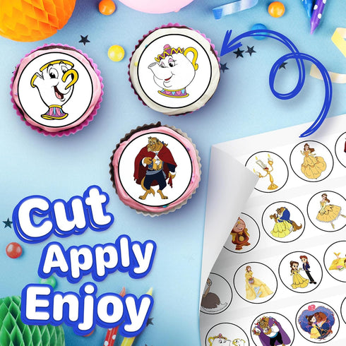 30 x Edible Cupcake Toppers – The Beast's Redemption Themed Collection of Edible Cake Decorations | Uncut Edible on Wafer Sheet...