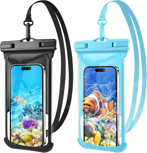 2 Pack Waterproof Phone Pouch- 3D Design 7.5" Waterproof Phone Case for iPhone 15/14/13/12/11 Pro Max Plus Samsung, IPX8 Cellphone Dry Bag Beach C...