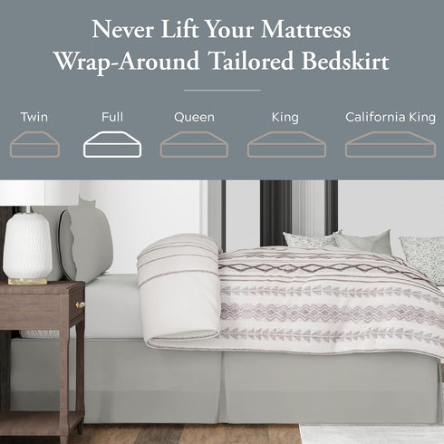 Bed Maker’s Never Lift Your Mattress Bed Skirt, Designed for Box Spring Beds, Split Corners, 14 Inch Drop Length, Full, Silver...